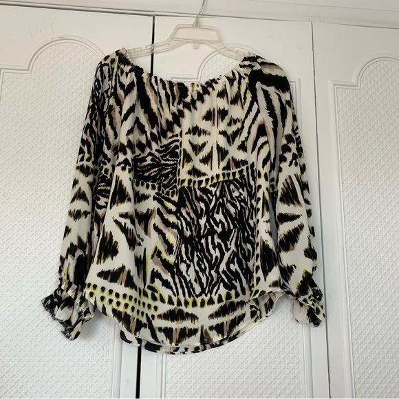 WHBM | Mixed Animal-Print Off-The-Shoulder Blouse - Picture 3 of 11